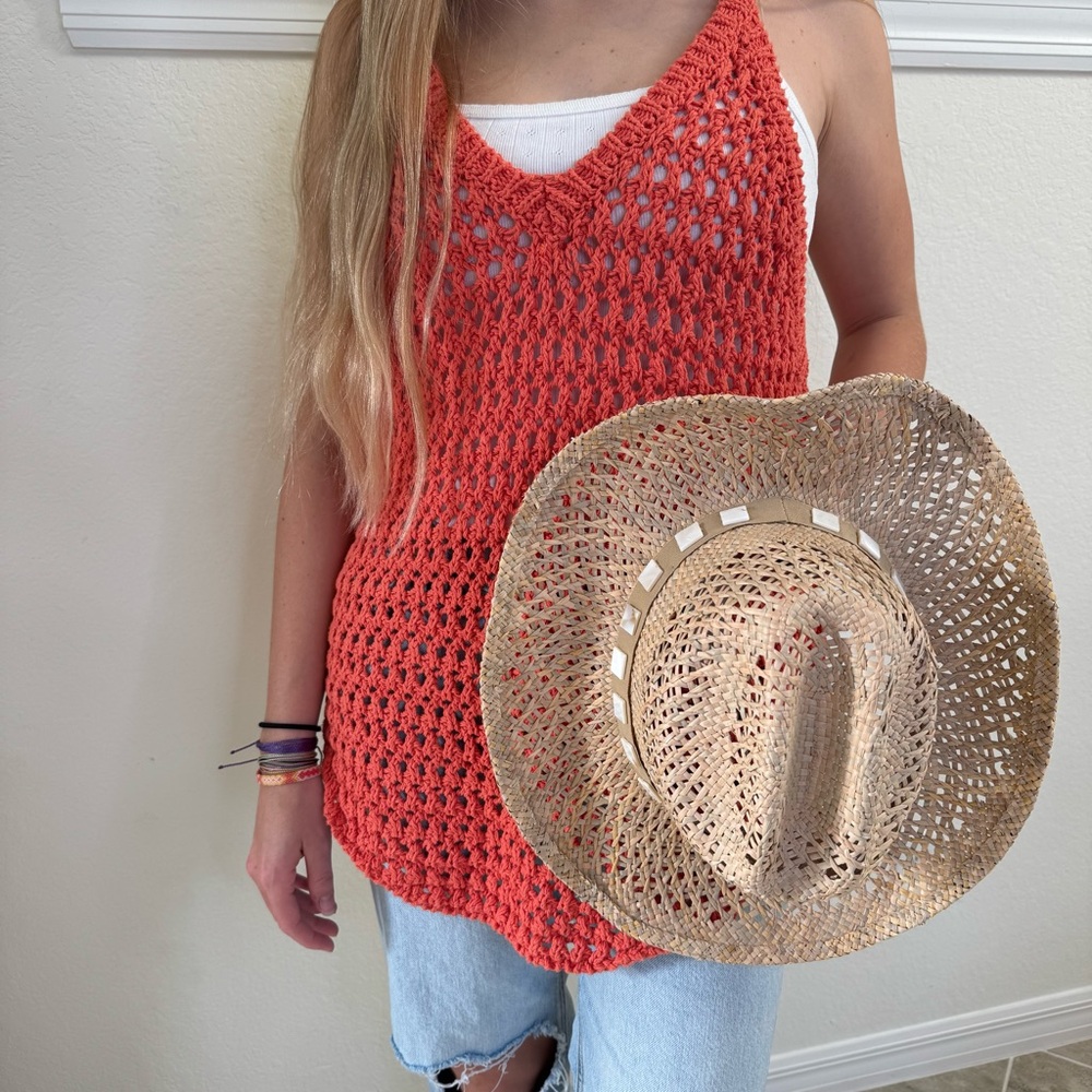 Free People Dune Fauxchet Coral Crochet Tank Top - Picture 4 of 8